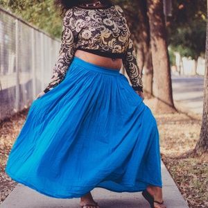 blue boho skirt